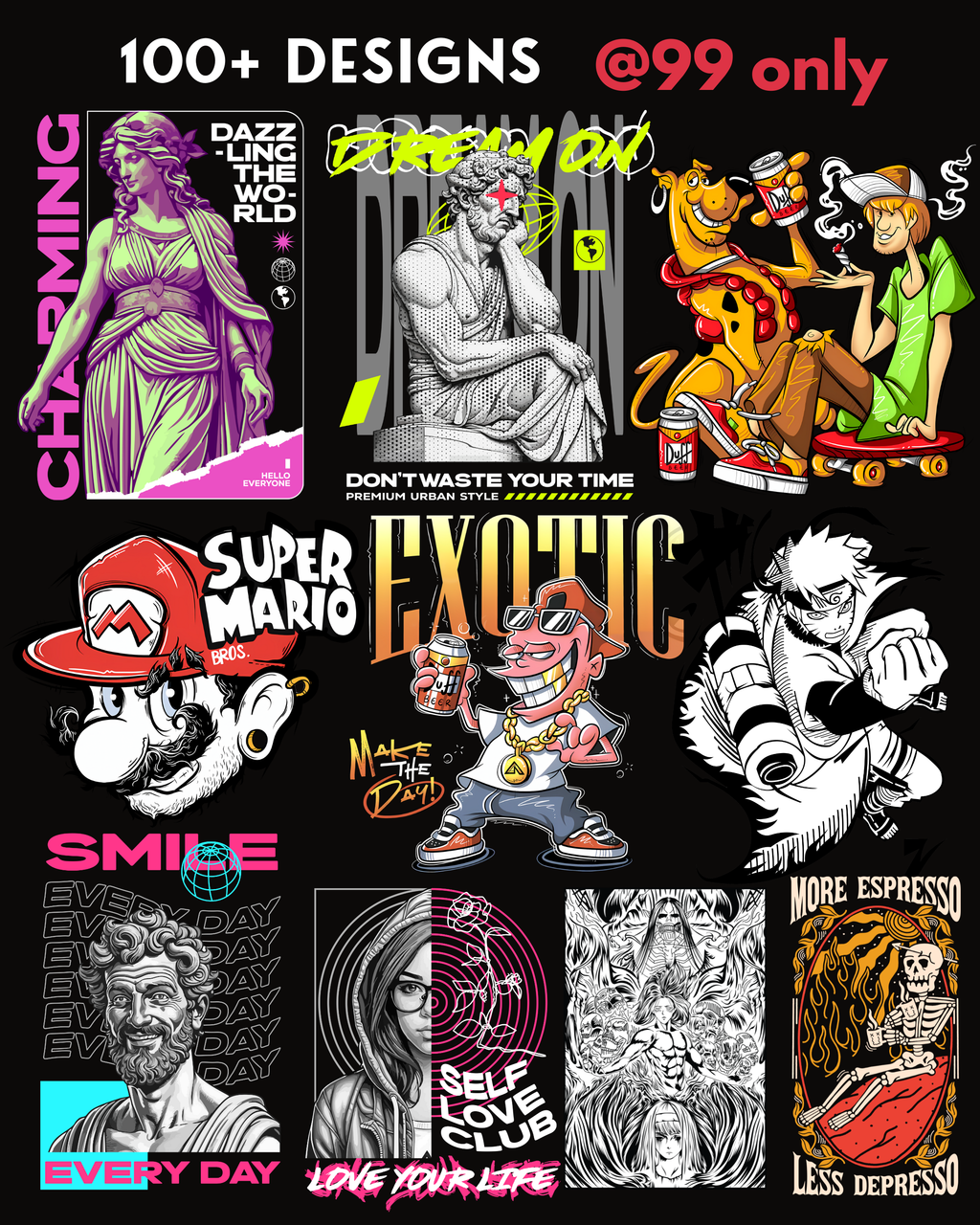 Scriberz High-end T-Shirt Designs| 100+ Pure Exlusive Designs for POD